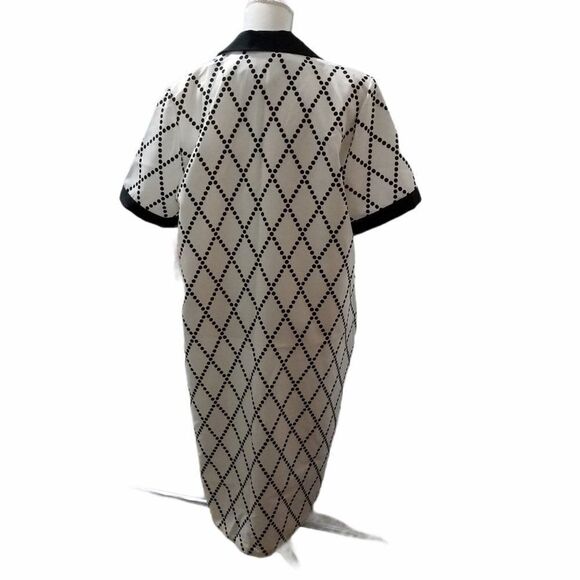 Vintage Nancy II Secretary Dress Size 18WP White Black Button Front 60s 70s - Picture 2 of 10